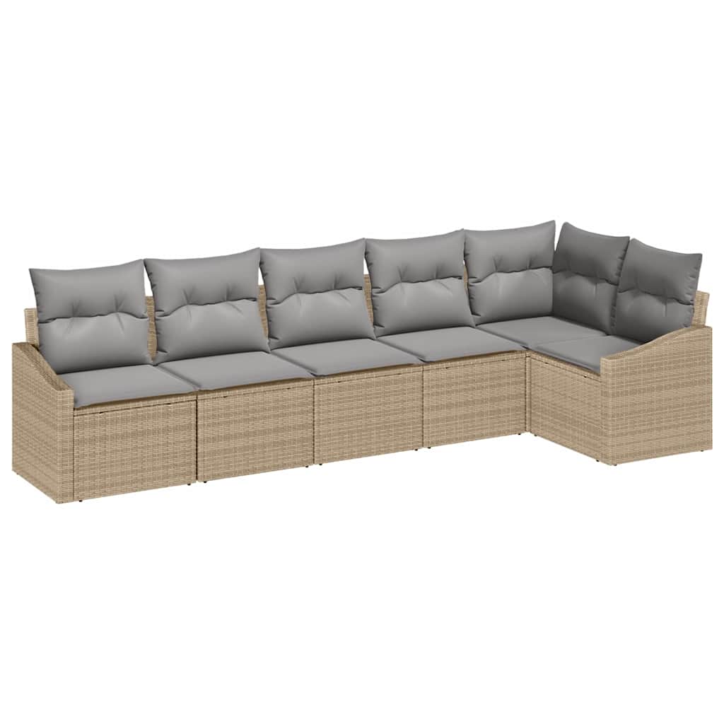 Garten Essgruppe mit Kissen 6 pcs Beige und Hellgrau